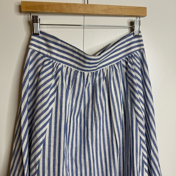 Sézane Blue White Striped Linen Cotton Maxi Skirt with Slit NWT US 6 - Picture 3 of 12